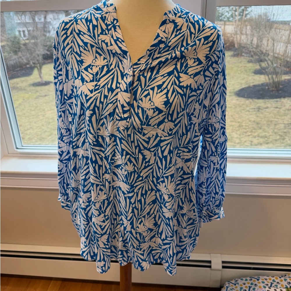 Hobbs Blue and White Floral Blouse